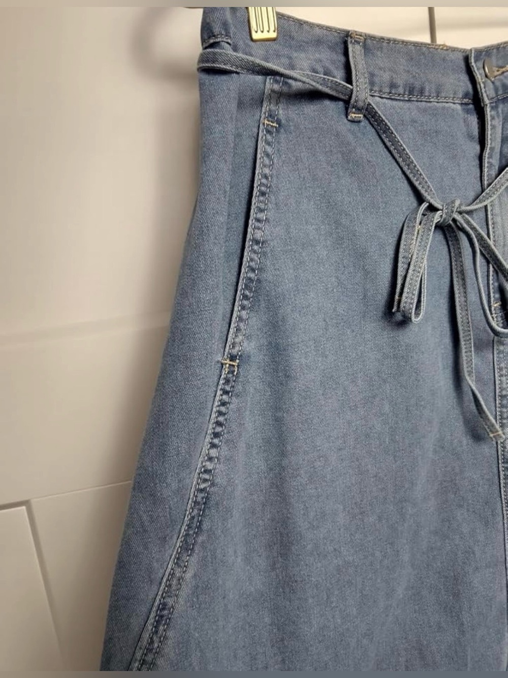 CIDER Light Blue Denim A-Line Maxi Skirt NEW LARGE - Picture 8 of 10
